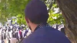 Tajik anti riot police disperse the protest of Chinese workers in North Tajikistan
