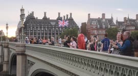 Londoners gather on Westminster Bridge for Clap for Carers