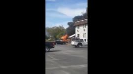 Trailer on fire just feet away from Super 8 in Ogden Utah. Must see!