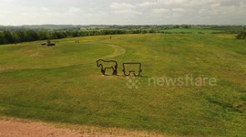 Kiverton Park Sheffield UK, drone footage of the horse art at the top of the hill