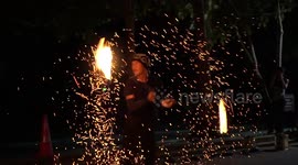 Amazing fire show in Ao Nang, Thailand