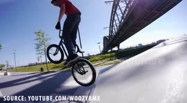 Young men performing cool BMX Bike tricks at skatepark / Action - Fun - Extreme Sports Video Clips