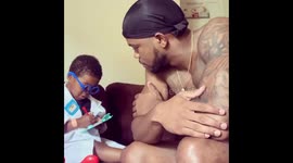 California toddler gives father animated 'medical check-up'