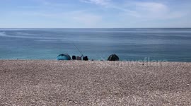 Dorset beach socially distanced