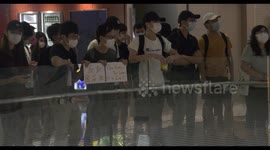 Protesters gather in Hong Kong shopping mall to chant slogans against national anthem bill
