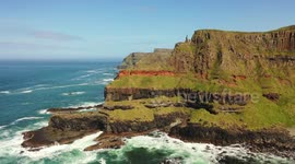 Drone View of Iconic Giant's Causeway With No Tourists