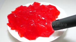 YouTuber creates ASMR content by vacuuming various items including eggs and jelly