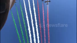 Italian Air Force put on beautiful colorful show over Florence