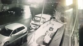 Idiot truck driver smashes bmw