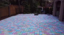 Canadian family spends 5 days in quarantine colouring every brick on driveway with chalk