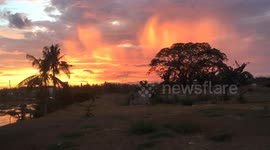 Beautiful red sunset captured after rain in the Philippines