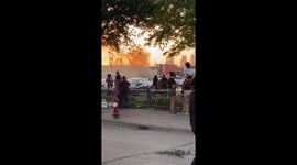 Minneapolis riot// fire in parking lot