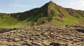 Drone Flight Over Giant's Causeway Basalt Rocks & No Tourists