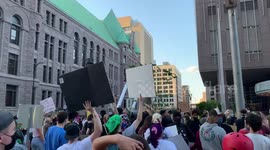 'Killer cops have to go!' Peaceful protest at the Justice Center downtown Minneapolis