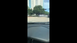 Huge line of police cars in Houston in possible anticipation of protests over death of George Floyd