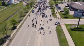 Fargo ND Protest 4K Stabilized Aerial Footage 4