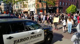 North Dakota police vehicles forced to retreat at Black Lives Matter rally