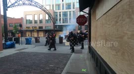 Columbus Ohio George Floyd Protestors Erect a Barrier and Police and Swat Knock it Over and Roll Through