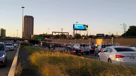 George Floyd Protestors Stop Traffic on Northbound 75 in Dallas, Texas