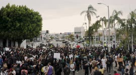 Black Lives Matter Protest For George Floyd In Los Angeles Drone Video