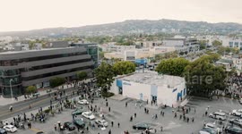Black Lives Matter Protest For George Floyd In Los Angeles 4K Drone Video