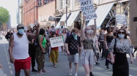 Hundreds march through the streets of Manchester, UK, to protest the killing of George Floyd