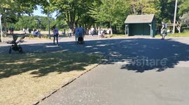 people outside during lockdown in UK park