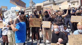 Black Lives Matter Stage Kneel For George Floyd Protest, London, UK