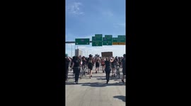 Minneapolis Protesters Fill I-35W Bridge Wanting Justice for George Floyd