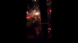 Moment protesters respond to rubber bullets by setting off fireworks in Orange County's Santa Ana