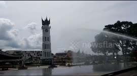 Spraying disinfectant in the Clock Tower