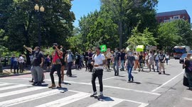 Protestors start gathering outside White House in Washington, D.C.