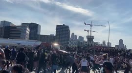 Moment protesters swarm tanker that drove into Minneapolis crowd