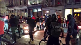 George Floyd Protests: New York demonstrators march through traffic just prior to curfew