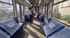 Public transport seats covered with plastics and signs as Manila reopens after three-month lockdown