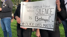 Peaceful protest for George Floyd in Astoria Park New York City