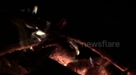 Fire burns in slow motion