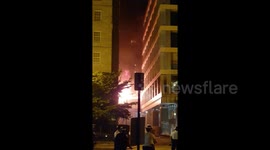 Scaffolding set on fire in Washington, D.C. amid George Floyd protesting