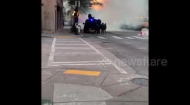 Cloud of tear gas fills street as violence continue in Atlanta