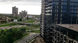 Car on Fire near I35W ramp on Minneapolis as protest rages on.