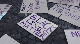 Black Lives Matter protest outside South Africa's parliament