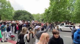 Demonstrators block traffic near London's Hyde Park during protest in support of Black Lives Matter