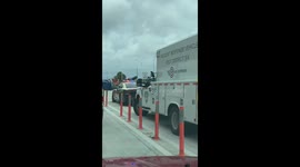 Truck involved in major accident on the miami highway usa