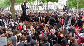 Protesters chant 'Black Lives Matter' at solidarity protest in London
