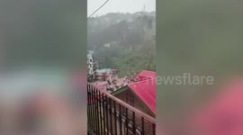 Terrifying moment lightning bolt hits forest area in northern India's Himachal Pradesh