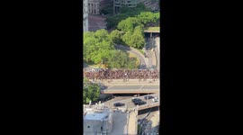 Incredible view of MASS of packed protesters crossing the Brooklyn Bridge into Manhattan