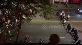 NYPD use large fleet of cars to push back peaceful protests off Brooklyn street