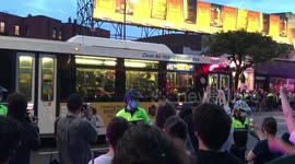 NYC Protestors booing MTA bus being used for prisoner transport @ Barclays Center, Brooklyn May 29th