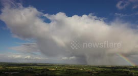 Drone View of Hail Shower & Rainbow