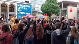 Protesters hold minute of silence for George Floyd in Siegen, Germany